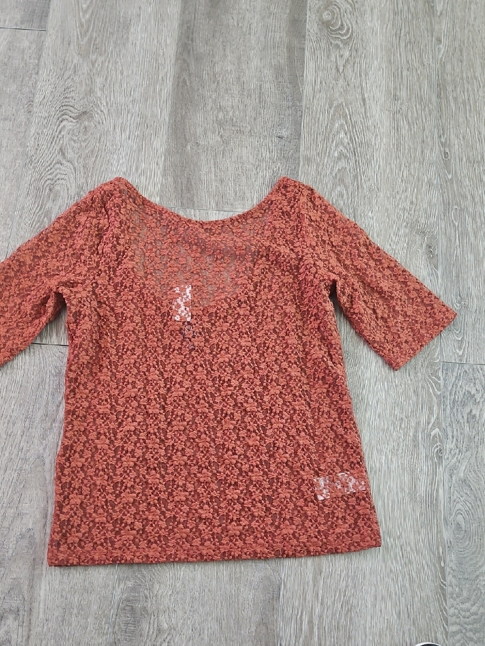 GAP Rust Lace Elbow-Sleeve Blouse